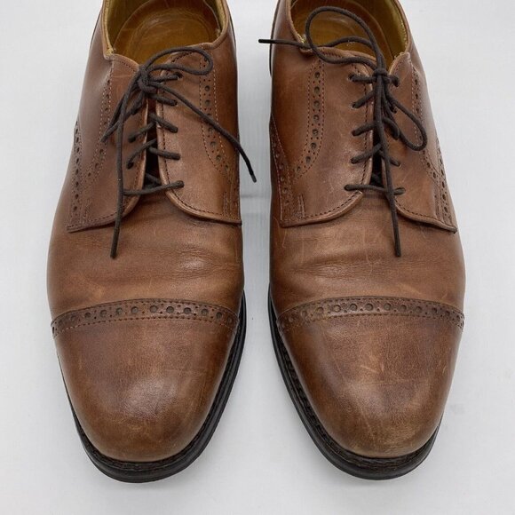 Allen Edmonds Shoes Men\'s 11 D Benton Cap Toe Brogue Derby Brown Leather Vibram main image 11
